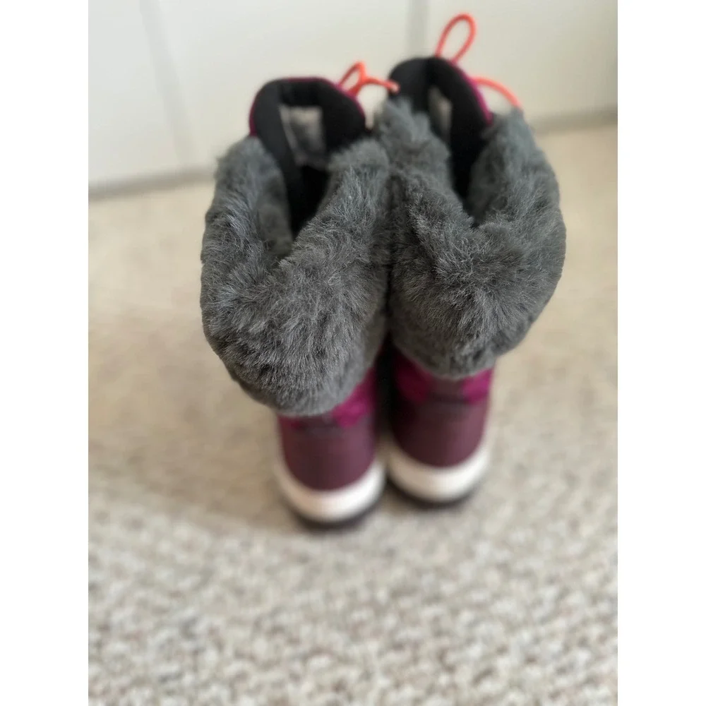 Merrell Tremblant Ezra Waterproof Snow Boots Purple Faux Fur Trim Womens 7